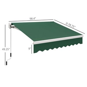 Tenda da Sole Retrattile Manuale Verde 8x7 per Esterni, con Manovella, Pieghevole ed Estensibile per Terrazze, Balconi e Coperture per Finestre - Product Image 3