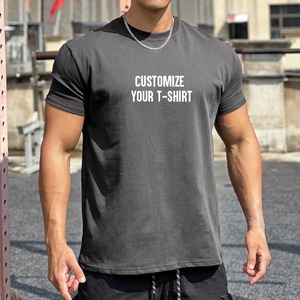 T-shirts de sport ajustés pour hommes à ourlet incurvé, vierges, pour l'entraînement et le fitness - Product Image 4