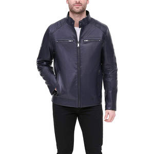 แจ็คเก็ตหนังผู้ชายแบบใหม่มาถึงแล้ว แจ็คเก็ตหนังแกะสำหรับฤดูหนาว คอตั้ง แฟชั่น ซิปแบบ Biker คลาสสิก กันน้ำ - Product Image 3