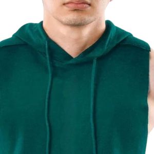 เสื้อกล้ามมีฮู้ดสีเขียวอมฟ้าสำหรับผู้ชาย เสื้อกีฬาแบบสวมหัว ไม่มีแขน ทรงลำลอง น้ำหนักเบา เหมาะสำหรับออกกำลังกายและฝึกซ้อม - Product Image 2