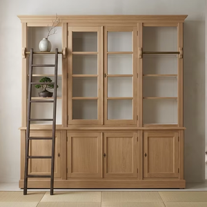 Bravyn Eco-Friendly Durable Library Cabinet <b>Solid</b> Teak <b>Wood</b> Open Shelf Minimalist Natural Finish <b>Bookcase</b> for Living Room Study - Product Image 3