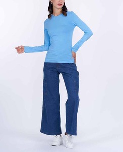 Camisa Moderna de Manga Larga, Ajustada, Azul Claro, Estilo Informal, Moda Gen Z, Alta Demanda, OEM - Product Image 4