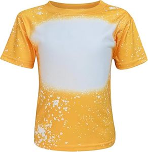 Camiseta de sublimación de manga corta de alta calidad, color blanco y amarillo, de secado rápido, corte ajustado, informal, para mujer. - Product Image 1