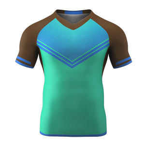 Maillot de rugby imprimé personnalisable pour homme, col en V, manches courtes, évacuation de l'humidité, léger, séchage rapide, vêtement de sport, coupe ajustée - Product Image 6