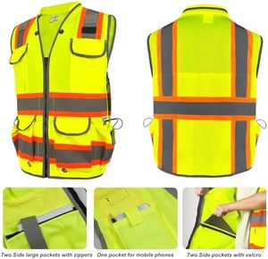 Vente en gros de gilets de sécurité 100% polyester pour hommes, plusieurs tailles, vêtements de travail OEM, gilet de sécurité léger - Product Image 5
