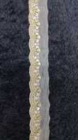 9 mètres de tissu en organza transparent avec fils métalliques Zari, tubes de verre découpés, longues perles Bugle, fausses perles, sequins Moti et bordures festonnées brodées