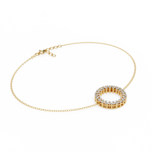 Collar con Colgante de Diamantes Chapado en Oro de 18K de Lujo, Corte Brillante Redondo, Cadena de Serpiente, Unisex, para Uso Diario - Product Image 1