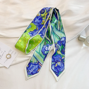 Delicate Streamers Silk Bag Straps Oil Painting Style Small Ribbon Long Scarf Belt Four Seasons Versatile Fashion <b>Headband</b> - Product Image 5