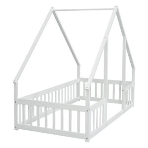 Letto a castello bianco a forma di casetta in legno con sponde di sicurezza per bambini - Product Image 5