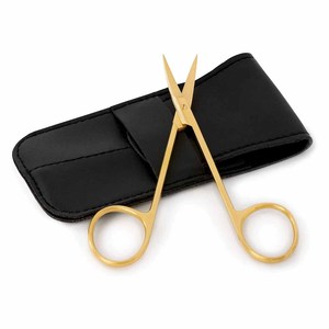 <b>Nail</b> scissors gold stainless steel curved pointed tip finger toenail durable razor scissors - Product Image 1