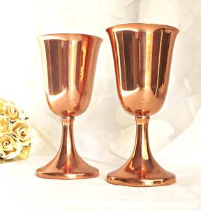 Verre à vin en métal au design élégant, plaqué argent et cuivre, pour les bars, les fêtes, verre à vin rouge à long pied, verre à cocktail - Product Image 5