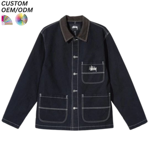 แจ็คเก็ตยีนส์ทรงคลาสสิควินเทจแบบสั่งทำพิเศษ ผ้าฝ้าย 100% ระบายอากาศได้ดี สีซีดอ่อนสำหรับฤดูใบไม้ร่วง ใส่ได้ทั้งชายและหญิง สไตล์ลำลอง รับผลิตแบบ OEM ODM ขายส่ง - Product Image 6