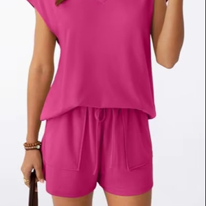 Fabricants et exportateurs ODM de vêtements, ensemble d'été personnalisé pour femmes, ensemble 2 pièces, vêtements d'été, chemise unie en polyester - Product Image 4