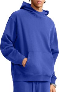 เสื้อสเวตเชิ้ตมีฮู้ดผู้ชาย สีพื้น ผ้าฟลีซ สวมใส่สบาย ทรงโอเวอร์ไซส์ เหมาะสำหรับฤดูใบไม้ร่วง มีกระเป๋า ดีไซน์ผ้าถัก ผ้าฝ้าย - Product Image 4