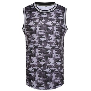Débardeur sans manches camouflage à séchage rapide pour homme, col rond, tricoté, sportif, pour fitness et entraînement, style décontracté, en polyester - Product Image 1
