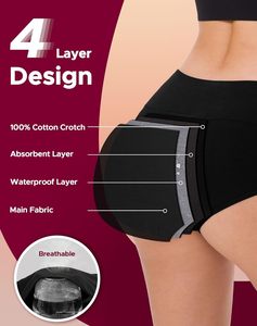 Braguitas Menstruales de Algodón Reutilizables para Mujer, con Logotipo Personalizado, a Prueba de Fugas, Ecológicas, de Cintura Alta, Cómodas, de Secado Rápido, Suaves y Transpirables - Product Image 4
