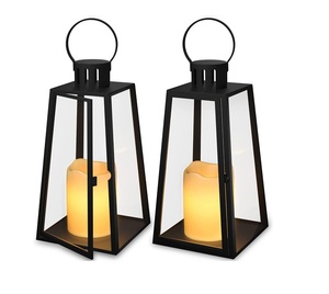 Classic Premium Quality Square Metal Glass <b>Lanterns</b> <b>Set</b> of 2 Modern Bronze Handmade Christmas Easter Valentine's Day Decor - Product Image 4