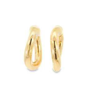 Curvy Chunky Wave Twisted Huggie Hoop Earrings Wholesale 14k Solid Gold Lightweight Minimalist Daily Wear Fine Jewelry For Women - Product Image 1
