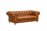 Canapé Chesterfield en cuir véritable trois places, dossier capitonné, accoudoirs roulés, style traditionnel, canapé de salon en cuir