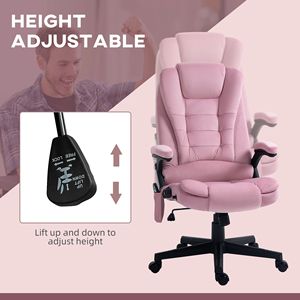 Sedia da Ufficio Direzionale in Velluto Rosa con Massaggio Riscaldato e 6 Punti di Vibrazione, Design Tradizionale e Contemporaneo per Dirigenti - Product Image 5