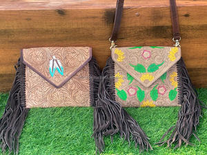 Bolsos de cuero con flecos grandes para mujer de diseñador de alta calidad, superventas, bolsos tallados con estilo occidental compacto para mujer - Product Image 3