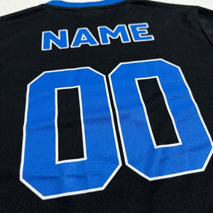 Conjunto de Camiseta de Fútbol Personalizada Unisex con Cuello en V y Manga Larga, Pantalones Cortos Azules, Impresión por Transferencia de Calor, Absorbe la Humedad, 100% Poliéster Elástico - Product Image 6