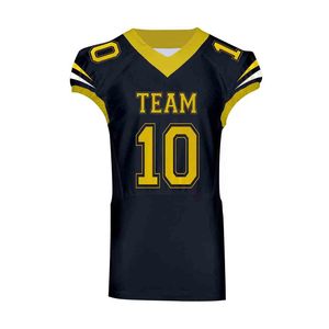 Camiseta de Fútbol Americano Personalizada para Hombre, Azul Marino y Dorado, Impresión por Transferencia de Calor, Malla Transpirable, Cuello Redondo, Manga Corta, Corte Regular - Product Image 1