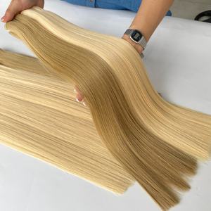 Extensions de cheveux vierges vietnamiens en gros, double trame machine, blond clair, mèches de 30 pouces, cheveux lisses et soyeux - Product Image 3