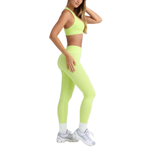 Conjunto de sujetador deportivo de yoga de cintura alta, ligero y de color liso, talla grande, 2 piezas, ropa deportiva para gimnasio y entrenamiento para mujer, al por mayor - Product Image 4