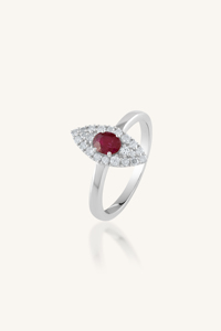 Ruby and Diamond <b>Ring</b> in 92.5 Sterling Silver KLSR-11707 - Product Image 2