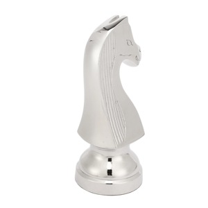 Silver Chess Horse Figurine Knight Piece Table <b>Object</b> Elegant Home Decor Shelf Cabinet and Tabletop Display From India - Product Image 1
