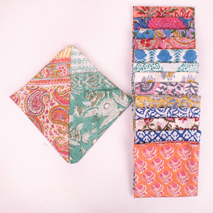 Colorful Cotton Bandana Indian Handmade Block Printed Floral Eco-Friendly <b>Tie</b> <b>Back</b> Scarf Lightweight Airflow Breathable - Product Image 3