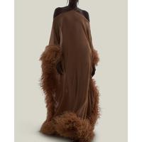 Robe de soirée élégante en coton, col en V, taille basse, longueur cheville, coupe trapèze, couleur unie, couleur personnalisable, respirante, séchage rapide