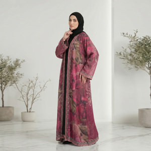 Abaya Cardigan Ouvert en Soie Océanique Grande Taille Modeste de Qualité Supérieure pour Mariage, Vêtement d'extérieur Uni pour Femmes Musulmanes - Product Image 5