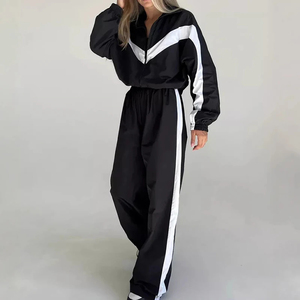 Contrast Color Long Sleeve Cardigan & Elastic Waist Pants | Comfortable Athleisure <b>Tracksuit</b> Set - Product Image 3