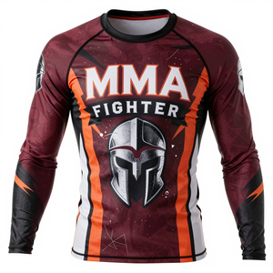 Camiseta de compresión de manga larga para hombre, diseño de luchador de MMA, sublimación, secado rápido, atlética - Product Image 1