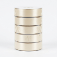 Ruban en satin uni crème 25 mm 100 % polyester, vente directe usine, lot de 5 rouleaux de 8 mètres, pour nœuds de chaise de mariage et boîtes cadeaux de luxe