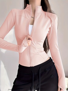 Womens Smooth Finish Yoga <b>Jacket</b> Stretch Fitness Running Gym <b>Workout</b> Activewear Custom Logo OEM ODM Private Label Wholesale - Product Image 5
