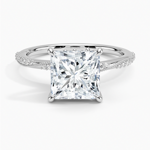 Anillo BOJ 0150 con Corte Princesa, Plata 925, Engaste de Puntas para Alivio de Migrañas, Anillo Solitario de Diamante de 2ct, Color D, VVS1, Moissanita GRA, Precio Bajo - Product Image 1