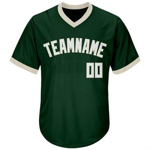 Camiseta de Béisbol Personalizada con Cuello en V Verde para Hombre, Manga Corta, Nombre del Equipo Sublimado, Malla de Poliéster Transpirable - Product Image 4