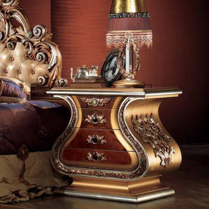 Luxury Baroque Royal Golden King Size <b>Bed</b> Hand-Carved Wood <b>Antique</b> Classical Master Bedroom Furniture Set with Nightstand - Product Image 6