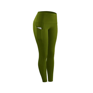 High Waist Black <b>Leggings</b> <b>With</b> <b>Pockets</b> Full Length Seamless Knitted Sporty Style Stretch Breathable Comfortable Quick Dry - Product Image 4