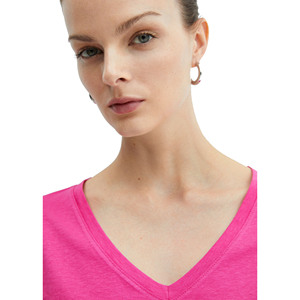 T-shirts unis pour femmes en gros, haute qualité, faible MOQ, manches courtes, col en V, coupe classique, streetwear, 100% coton, couleur unie - Product Image 4