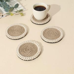 Handmade Natural Rattan <b>Coaster</b> Set Non-Slip Eco-Friendly 8mm Thick Boho Luxury <b>Drink</b> Mats <b>for</b> Tea Coffee At Wholesale Price - Product Image 5