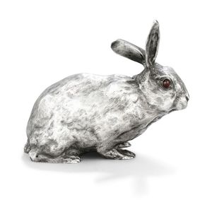 Sculptural cast aluminium bunny statue refined wildlife <b>art</b> <b>object</b> created for decorative tabletop and console displays - Product Image 5