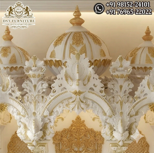 BAPS Style Teak Wood Temple With White Gold Finish Premium Solid Teak Wood <b>Mandir</b> Large Size South Indian Swaminarayan Temple UK - Product Image 3