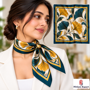 Écharpe carrée à franges imprimée sur mesure, foulard de mode pour femmes, doux et léger, fabricant OEM ODM, produits textiles personnalisés Gotland - Product Image 1