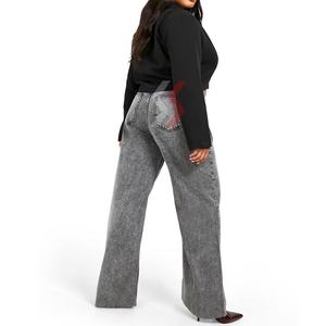 Women Clothing <b>Jeans</b> Baggy <b>Flared</b> <b>Jeans</b> With Pocket for Woman Pants Breathable Denim Pant OEM Service 2025 - Product Image 2