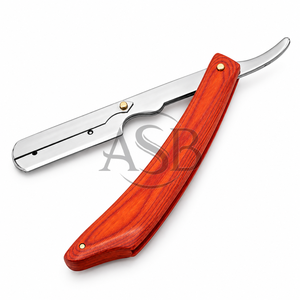Pakka Wooden Handle Barber <b>Razor</b> Stainless Steel <b>Blade</b> Custom Logo Shaving Instrument <b>Straight</b> Edge OEM - Product Image 4