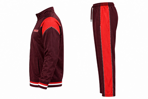 Ensemble de survêtement personnalisé pour homme, veste athlétique à fermeture éclair intégrale et pantalon, ensemble deux pièces décontracté pour le jogging, vêtements de sport sublimés bordeaux, vente en gros - Product Image 3
